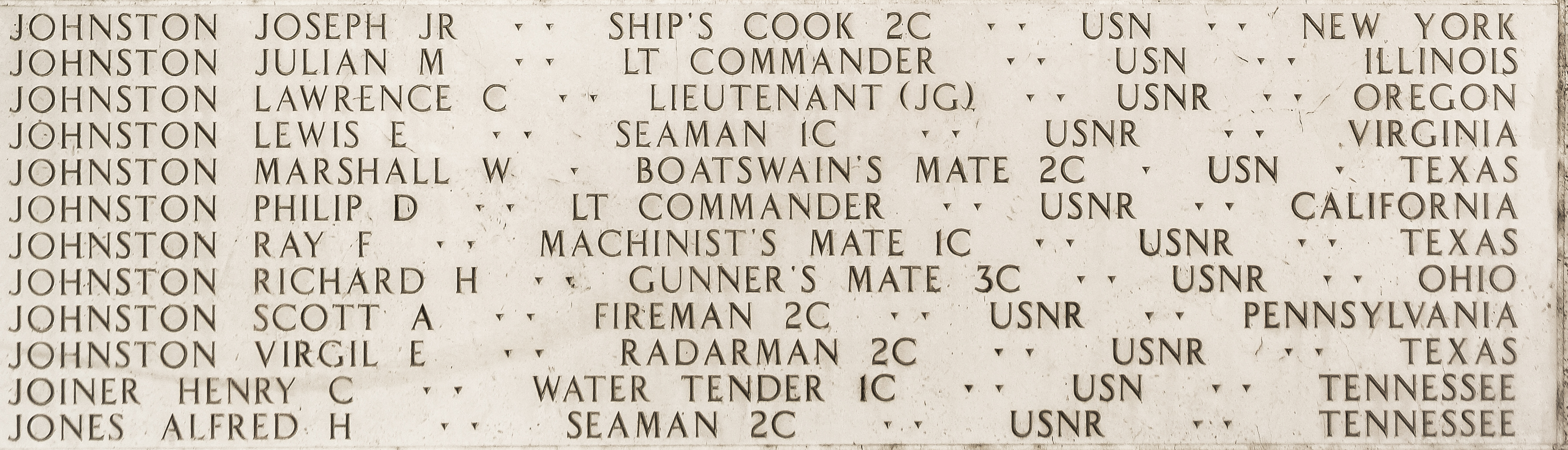 Joseph  Johnston, Ship's Cook Second Class